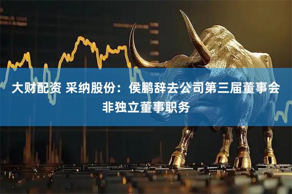 大财配资 采纳股份：侯鹏辞去公司第三届董事会非独立董事职务