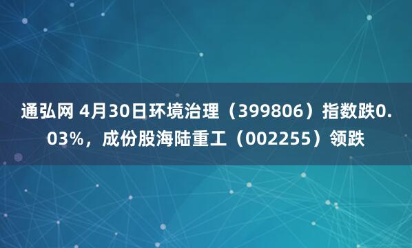 通弘网 4月30日环境治理（399806）指数跌0.03%，成份股海陆重工（002255）领跌