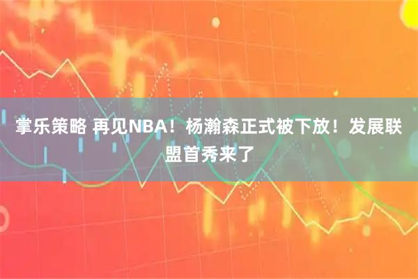掌乐策略 再见NBA！杨瀚森正式被下放！发展联盟首秀来了